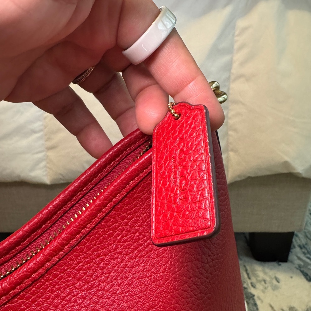 Coach Laurel Pebbled Leather Shoulder Bag in Red - Picture 9 of 11